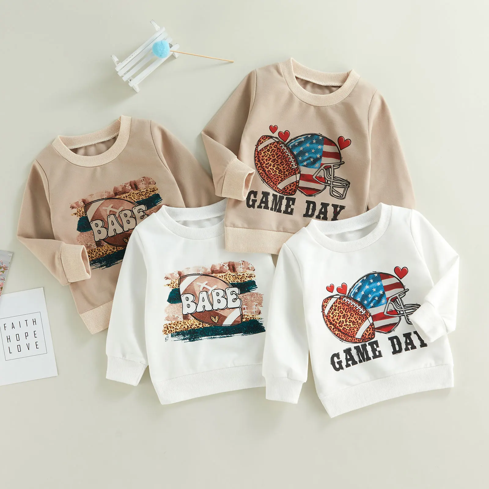 Infant Newborn Baby Girls Boys Sweatshirt, Long Sleeve Crew Neck