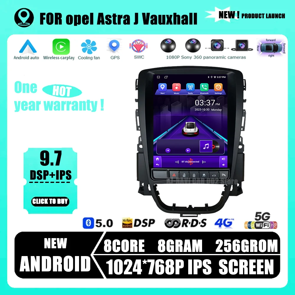 

Android 14 Car Radio for Opel Astra J Vauxhall Buick Verano 2009 - 2015 Multimedia Bluetooth Stereo DSP GPS Carplay Head Unit