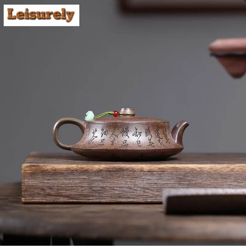 180ml Exquisite Yixing Purple Clay Teapots Handmade Curve Pot Raw Ore Wood-fired Porcelain Mud Kettle Zisha Tea Set Ornaments