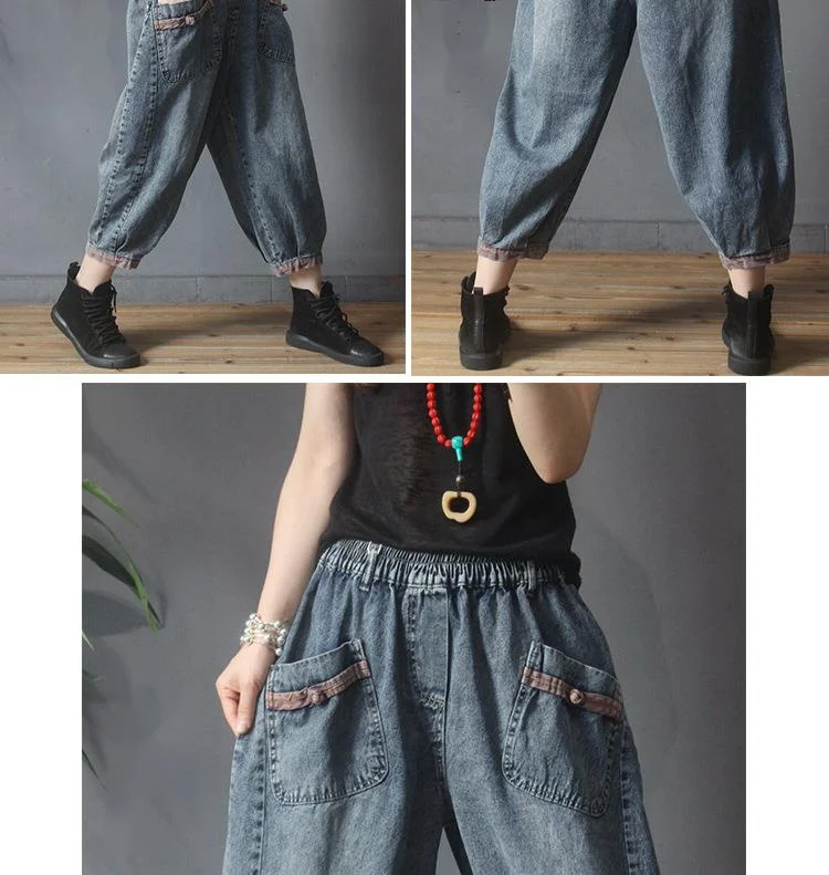 Damskie spodnie jeansowe haremki –,casual (British design)