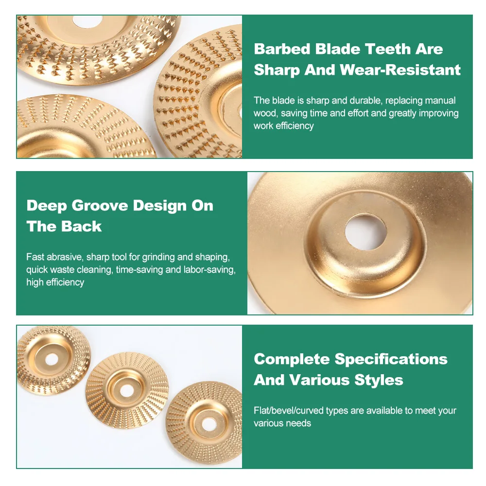 4Inch Woodworking Angle Grinder Molding Wheel High-Carbon Steel Wood Shaping Disc Stump Grinder Angle Wood Carving Disc