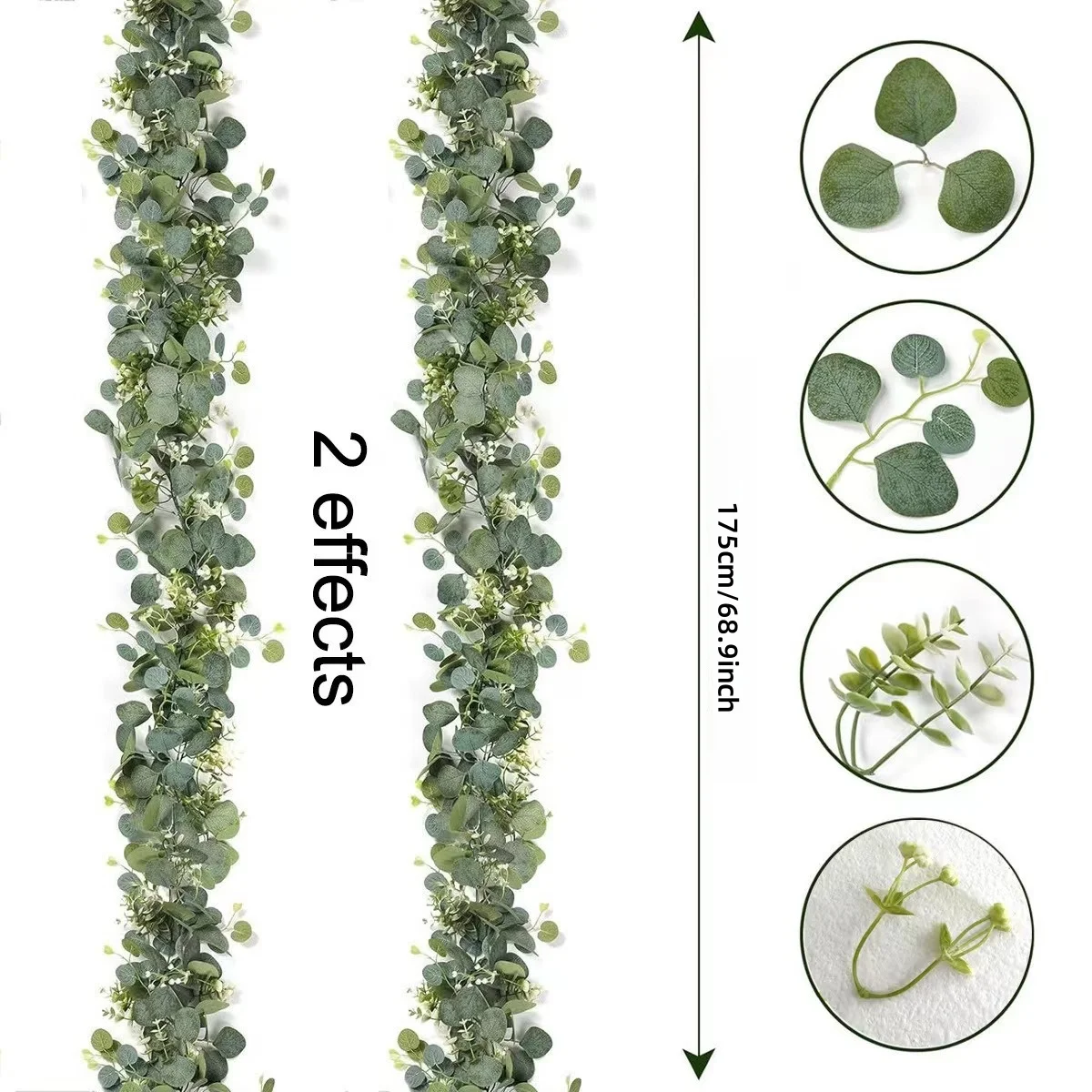 1/2/4pcs, Simulation Vine for Man Gypsophila Eucalyptus Garland, Artificial Green Vine,Suitable for Party, Wedding,Office Decor 2