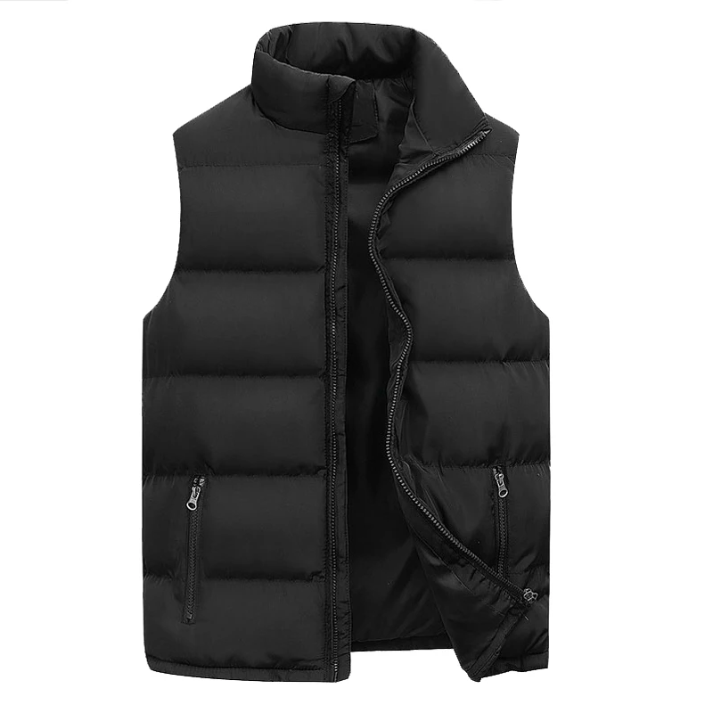 Men's Jacket Sleeveless Zipper Down Vest Autumn Winter Warm Stand-up Collar Oversize Puffer Vest Men 2