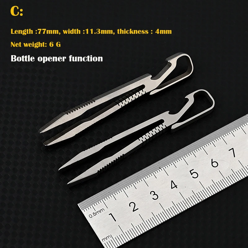 TC4 Titan-Stahl-Pinzette Multifunktional mit Schnappverschluss Korkenzieher CNC-gefräste Clips EDC Outdoor-Werkzeug – Detail 25