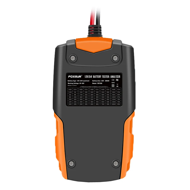 FOXSUR 12V digital Battery Analyzer car battery tester Professional Diagnostic Tool for lead-Acid battery CCA IR SOH measurement