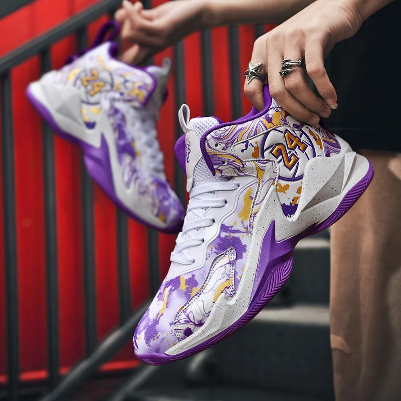 

New Design Fashion Printed Sports Shoes for Basketball Men Professional Basketball Shoes Unisex Sneakers Chunky Men Basket Homme