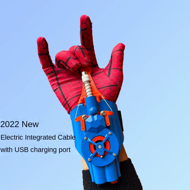Disney Fully Automatic Marvel Peripheral Spiderman Spider Silk Launcher  Rope Device Cosplay Props Toy Weapon Kids Gift for Boy