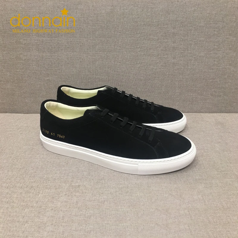 

DONNIN 2022 New Women's Fashion Sneakers Casual Cow Suede Flats Shoes Handmade Lace Up Round Toe Vulcanized Shoes