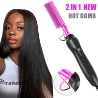 Hair Straightener Flat Irons Straightening Brush Hot Heating Comb Hair Straight Styler Corrugation Curling Iron Hair Curler Comb 1