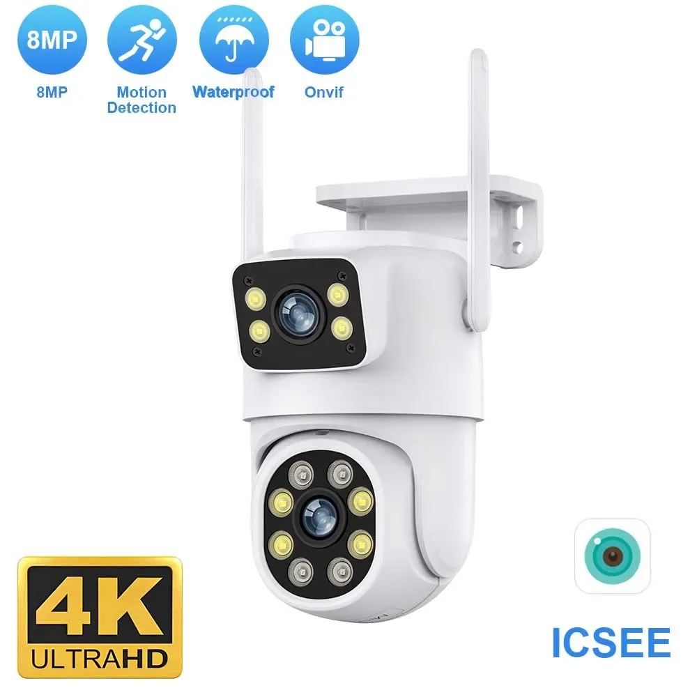 

HD Monitoring Outdoor Night Vision Full Color Dual Screen Human Detection Security CCTV Wireless Hemisphere Monitoring IP Camera