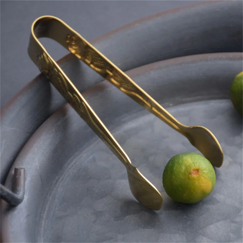 food tongs 1/2PCS ice tong embossed rosette handle stainless steel for food BBQ kitchen