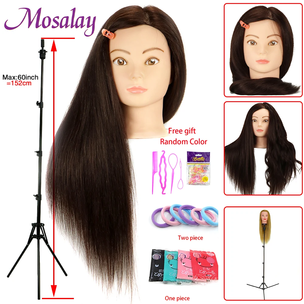 85% Mixed Human Hair Mannequin For Hairstyles Long Hair Hairdressing  Hairdresser Doll Head And Wig Stand Tripod For Practice - AliExpress