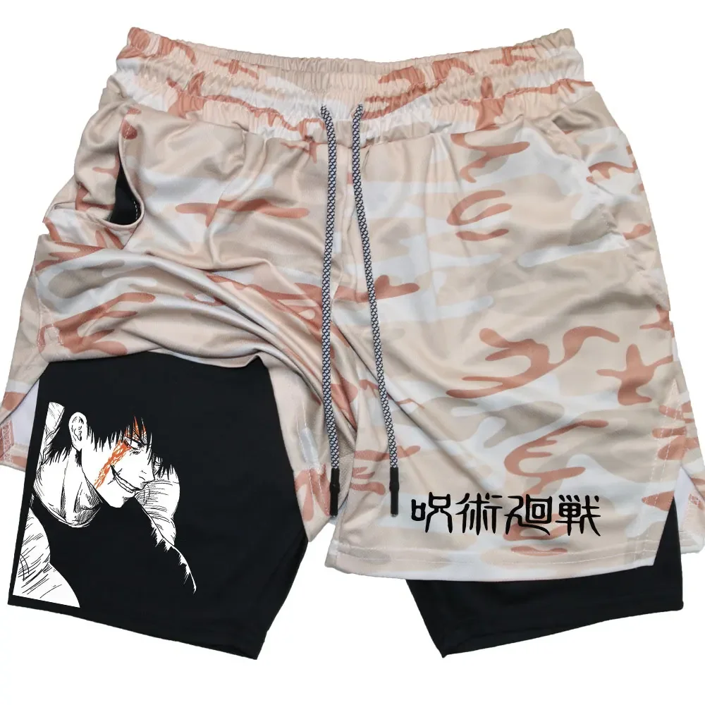 Anime Jujutsu Kaisen Gym Shorts Fitness 2 in 1 Compression Performance Shorts Workout Quick Dry Athletics Short Pants 2
