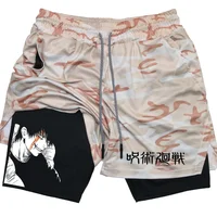 Anime Jujutsu Kaisen Gym Shorts Fitness 2 in 1 Compression Performance Shorts Workout Quick Dry Athletics Short Pants 2