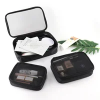 Women Fashion Makeup Bag Women Solid Color Zipper Cosmetic Bag Mesh Transparent Casual Travel Portable Mini Wash Storage Bags 1