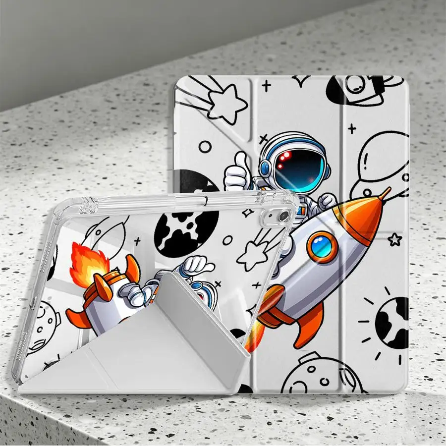 Spaceman Cartoon Tablet Case with Pen Slot Cover