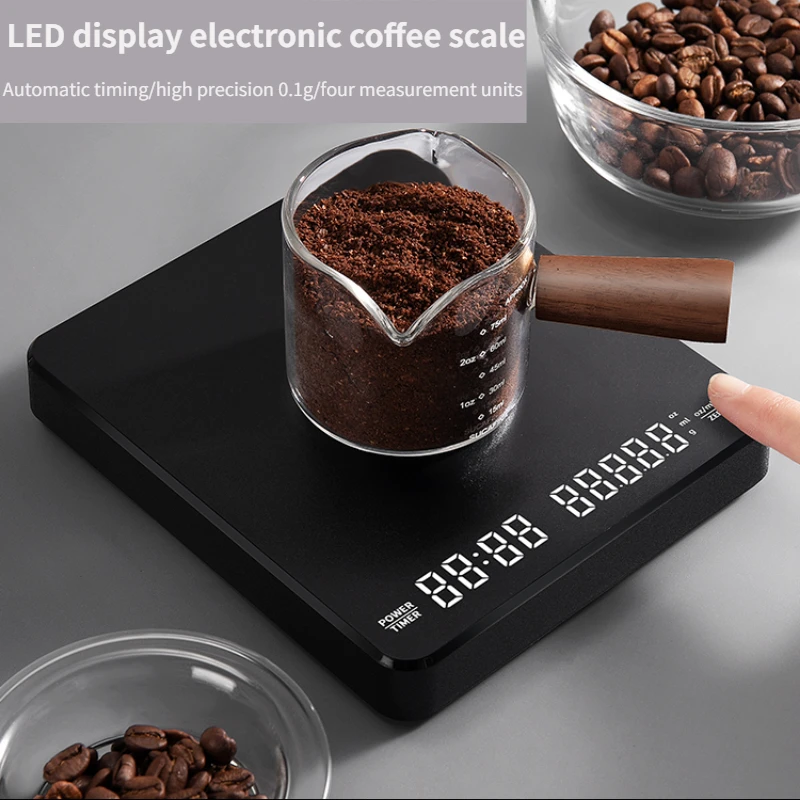 Digital Coffee Scales with Timer 3kg/0.1g High Precision, Espresso Scale  with Type-C Charging Cable, Waterproof Rechargeable Kitchen Scale LED  Screen