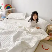 Korean Style Quilted Summer Quilt Blanket Lightweight Cooling Air-conditioning Comforter Quilt Soft Thin Quilt Machine Washable 2