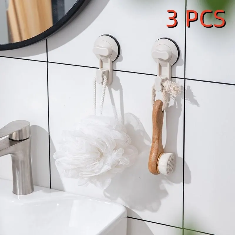 3pcs Durable Suction Cup Hook for Hanging Clothes Towels in Bathroom Door Bedroom Wall with suction cup hook