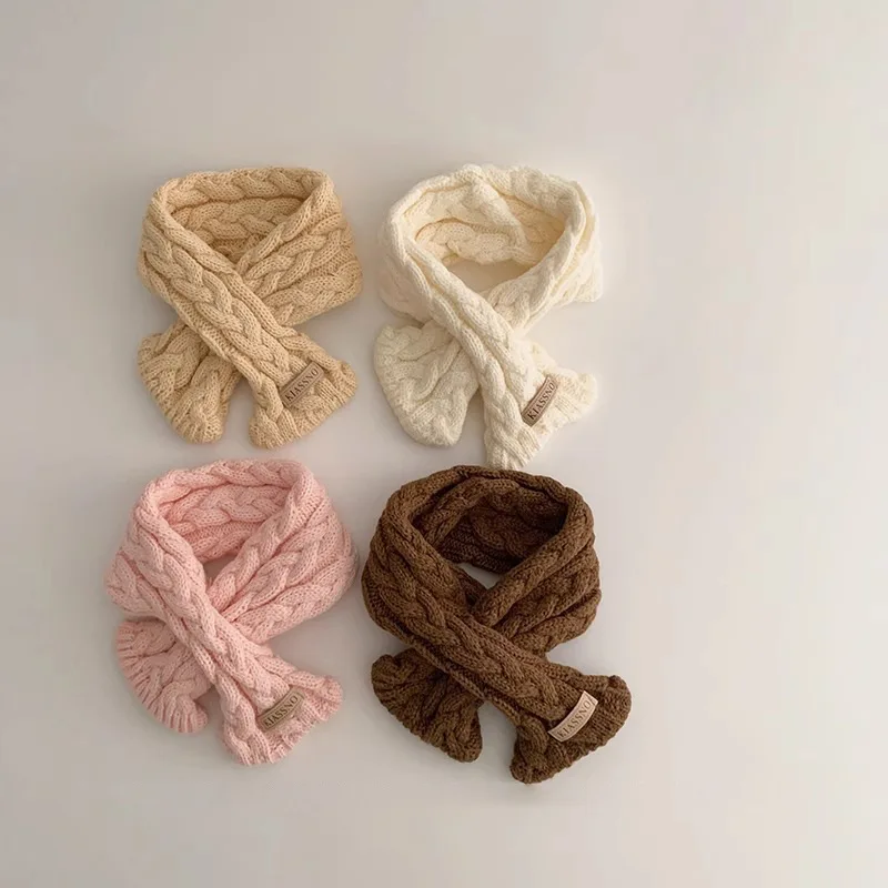 Korean Children's Neck Protection Autumn Ins Twist Knitted Baby Boys Girls Cross Scarf Winter Warm Windproof Scarf