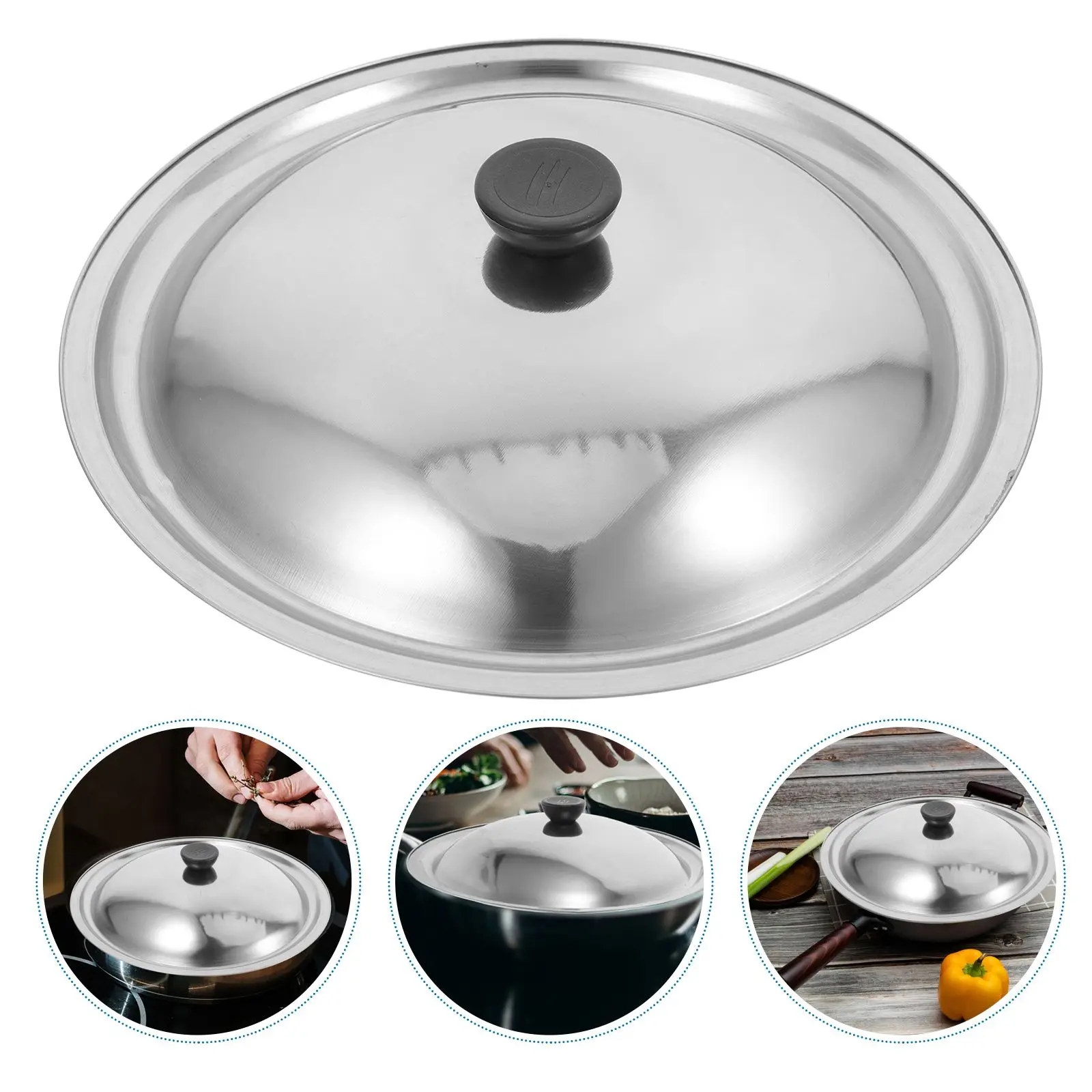 28cm Multipurpose Replacement Pot Lid Universal Cover For Pan Stainless Steel Kitchen Cookware Supplies Cooking Parts