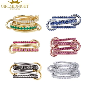2026 New Spinelli Stacking Engagement Rings For Women Iced Out Micro Paved 5A CZ Mix Color Multi Pieces Stack Finger Jewelry 1