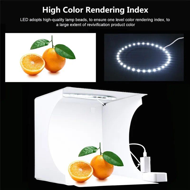 Mini Photography Photo Light Box Ring LED Lighting Foto Studio Folding Portable Fotografia Softbox Tabletop Shooting Tent Kit