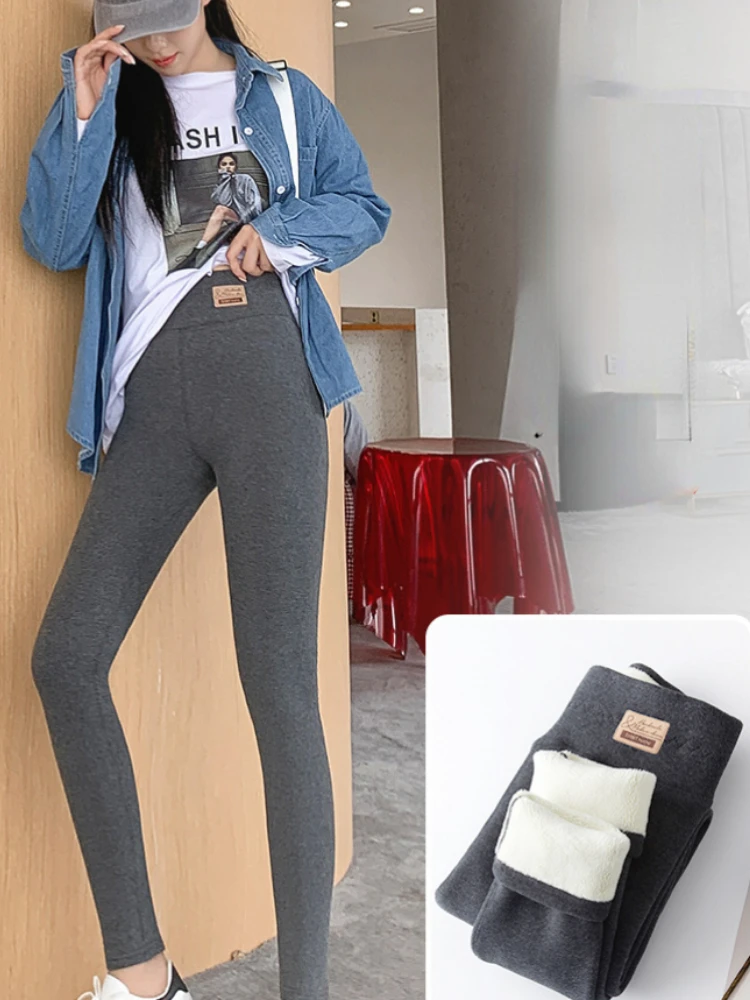 

Winter Leggings for Women Thick Warm High Waist Velvet Legging Slim Women's Tights Grey Fleece Thermal Female Pants Gym Clothing