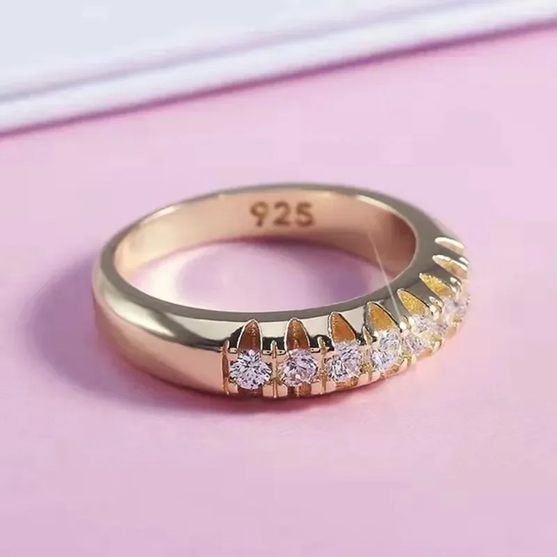 New Fashion Single Row Geometric Ring Women Light Luxury Shiny Zircon Ring Female Exquisite Jewelry Accessories طيز بنات صغار