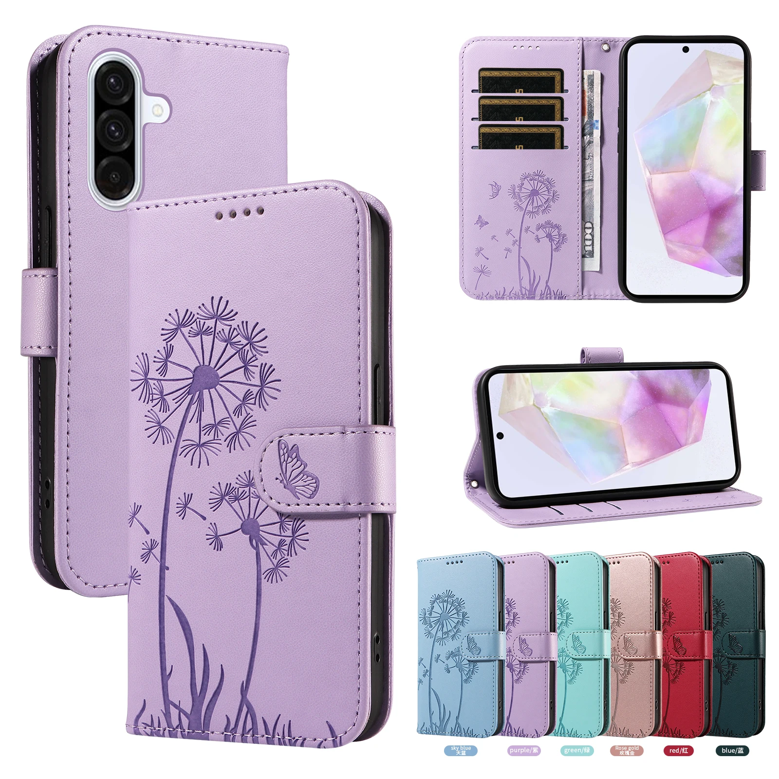 Dandelion Wallet Flip Cover Leather Phone Case