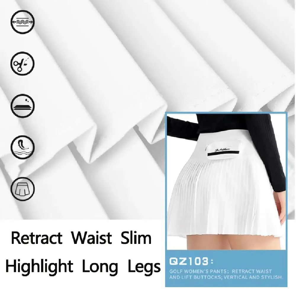 PGM Ladies Golf Skirt High Waist Sports Short Skirt Women Outdoor Leisure Sports Skort with Small Bag High Quality Golf Clothing