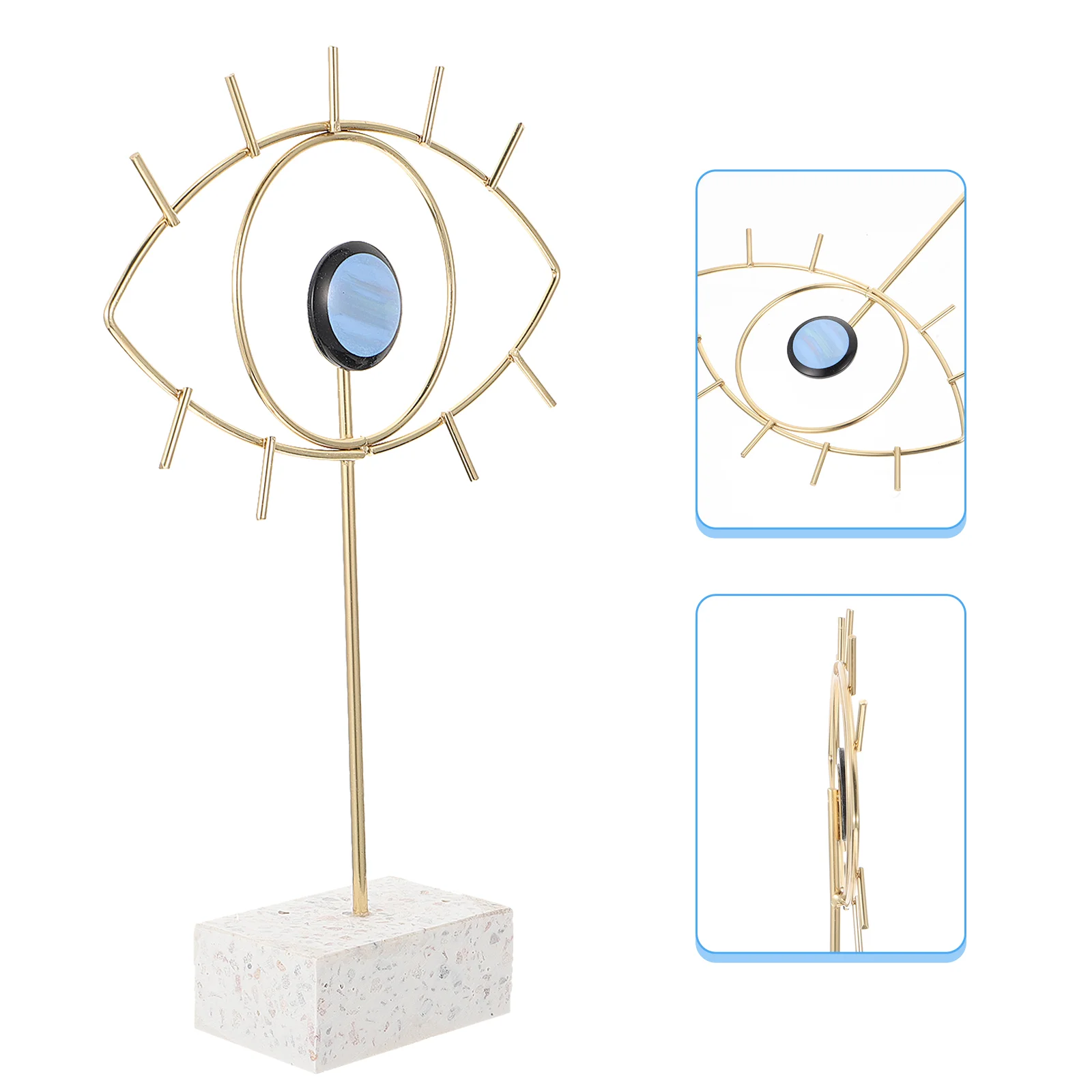

1Pc metal leaf wall Eye Shaped Ironwork Adornment Decorative Eye Shaped Adornment Household Furnishing Desktop Ornament blue