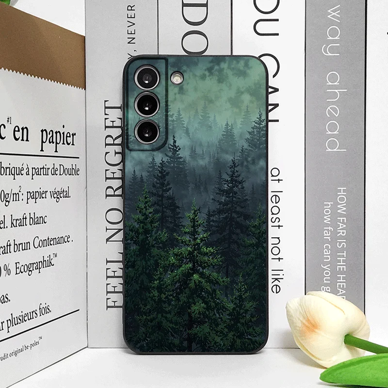 Vintage Green Forest Landscape Pattern Phone Case - Soft Protective Cover