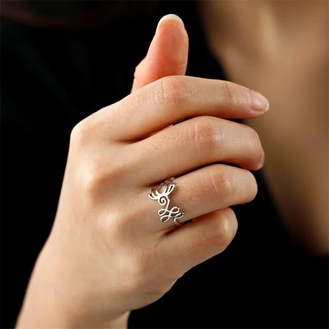 Stainless Steel Flower & Unalome Rings For Women - Vintage Yoga Buddhist Jewelry Gifts