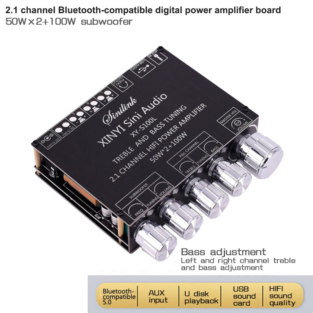 2.1 Sound channel Subwoofer Power Amplifier Board Stereo Sound Bluetooth-compatible 5.0 Module AUX Input 3.5mm Output