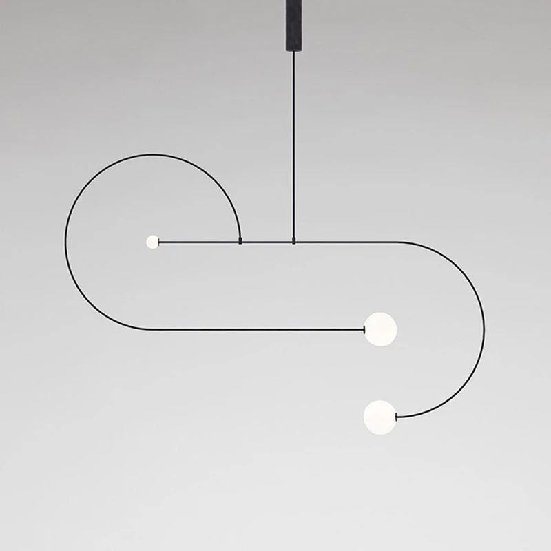 Mobiler Kronleuchter, moderner Kronleuchter aus schwarzem Metall, Beleuchtung für Restaurant, Loft, Salon, Hängeleuchte, 110–260 V, minimalistische Leuchte – Detail 3