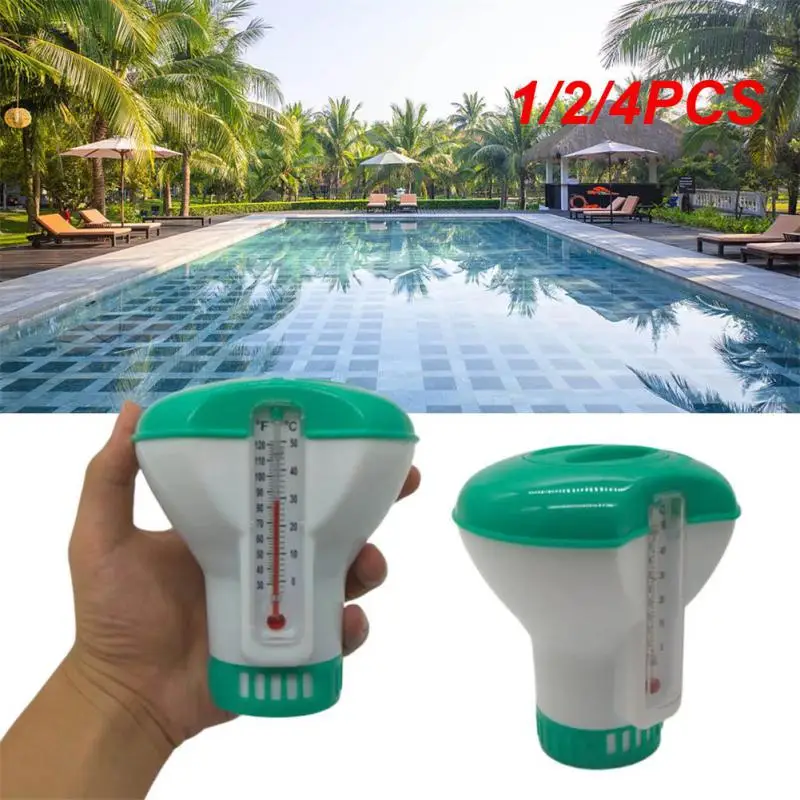 

1/2/4PCS Swimming Pool Floating Chlorine Dispenser with Thermometer Disinfection Automatic Applicator Pump Swimming Pool