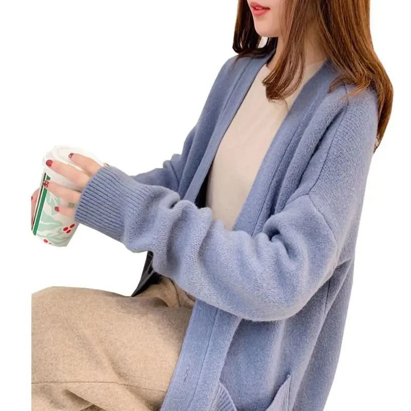 여성용 한국 레이지 윈드 가디건 스웨터 재킷, 루즈 피팅, 긴팔 뜨게 가디건, 상의 코트, 이른 용수철 신상