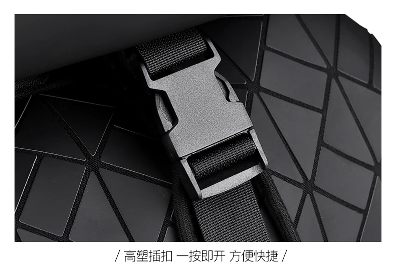 Schillernder geometrischer Herrenrucksack, wasserabweisender, trendiger Rucksack, Freizeittasche mit mehreren Taschen – Detail 15