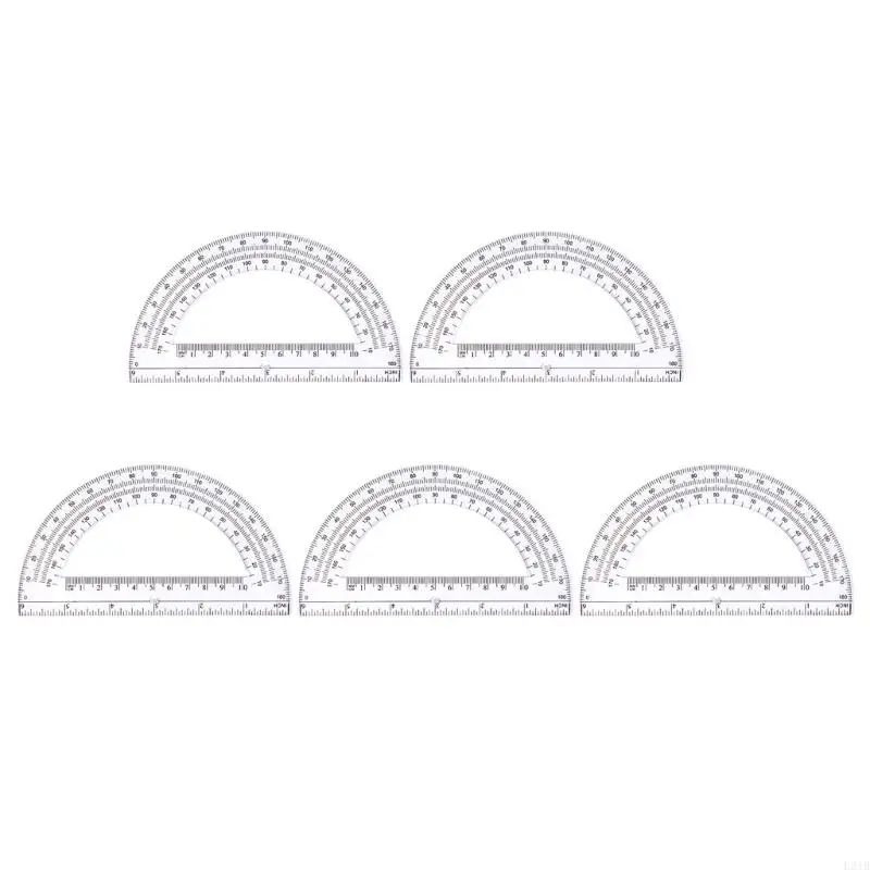 New 5Pieces Clear Protractor 6Inch Protractors 180 Degrees Math Protractors Measuring Tool for Student Teacher Drawing