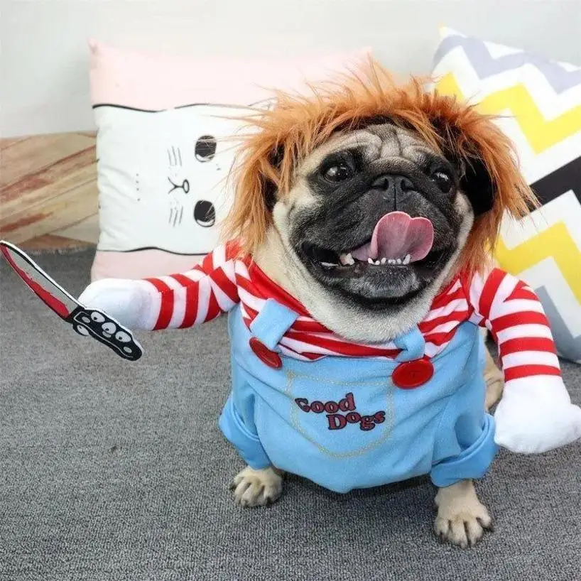 Funny Pet Puppy Clothes Halloween Pet Dog Costumes Comical Outfits Holding Knife Set Lovely Pet Cat Dogs Festival Party Clothing