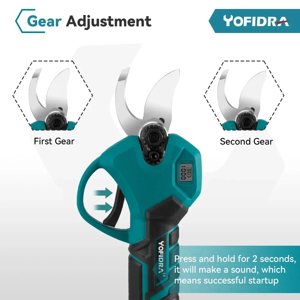 Yofidra 30mm brushless Elektromos Drágakőköszörülés Nyesőolló 2 Fogaskerék-áttétel cordless újratölthető Gyümölcs Fa Bonszai Drágakőköszörülés számára makita 18V Tettlegesség