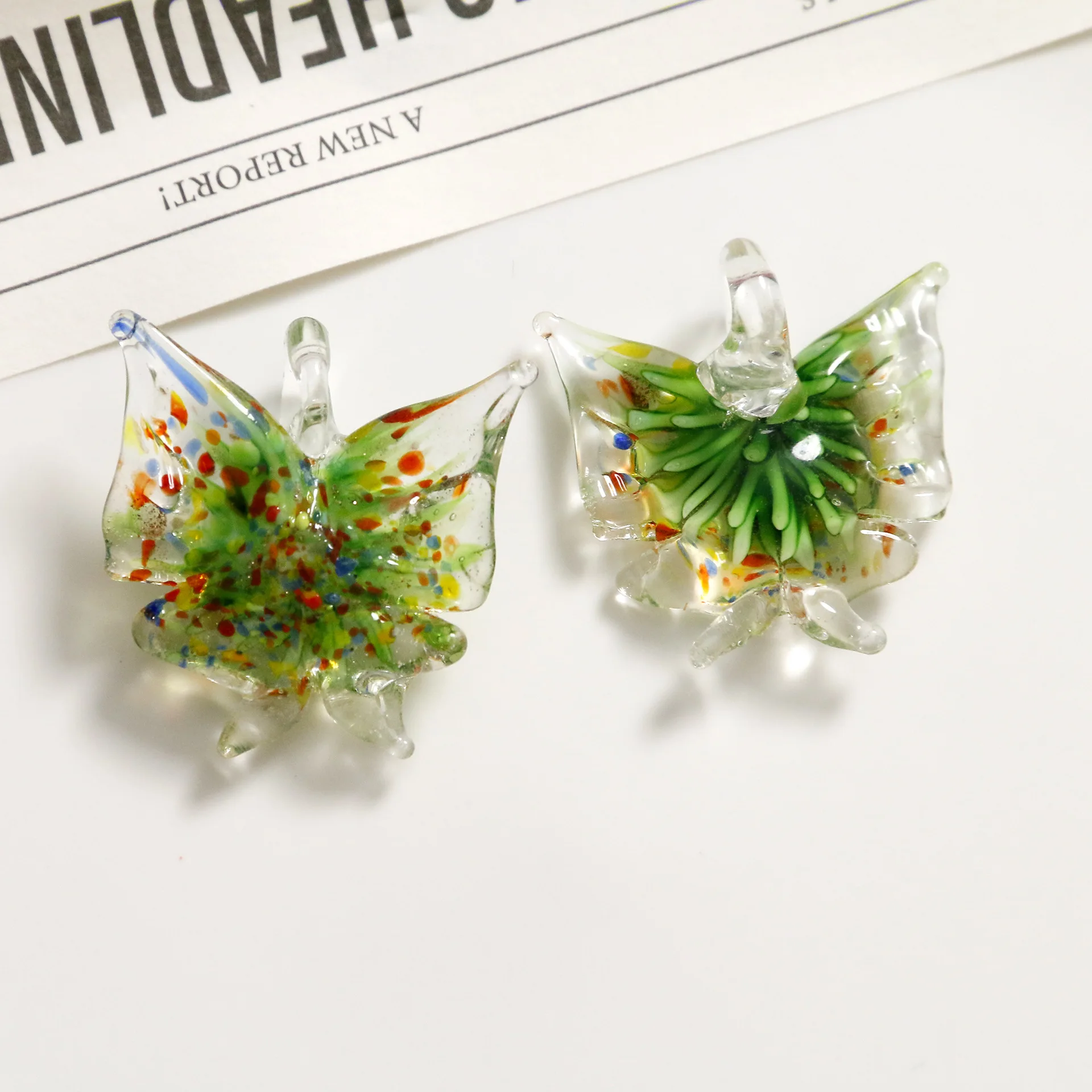 5pcs Mixed Color Star Butterfly Starfish Pattern Murano Glass Lampwork Pendant Diy Necklace Women Fashion Jewelry Summer Beach 5