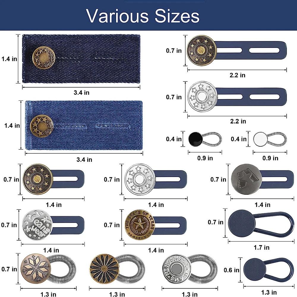 Description Picture 3 of itemPants Button Extender Shirt Collar Extenders Jeans Waist Extender Metal Button No Sew Button for Extender Jeans Pants Collar