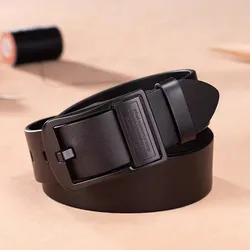 Men's Luxury Leather Belt with Metal Alloy Pin Buckle - 130cm (FGD3 Black black)