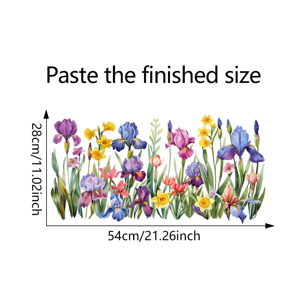 Flower Wall Decals Removable PVC Window Stickers for Home Decor Glass Mural Background Self-Adhesive VA-B099