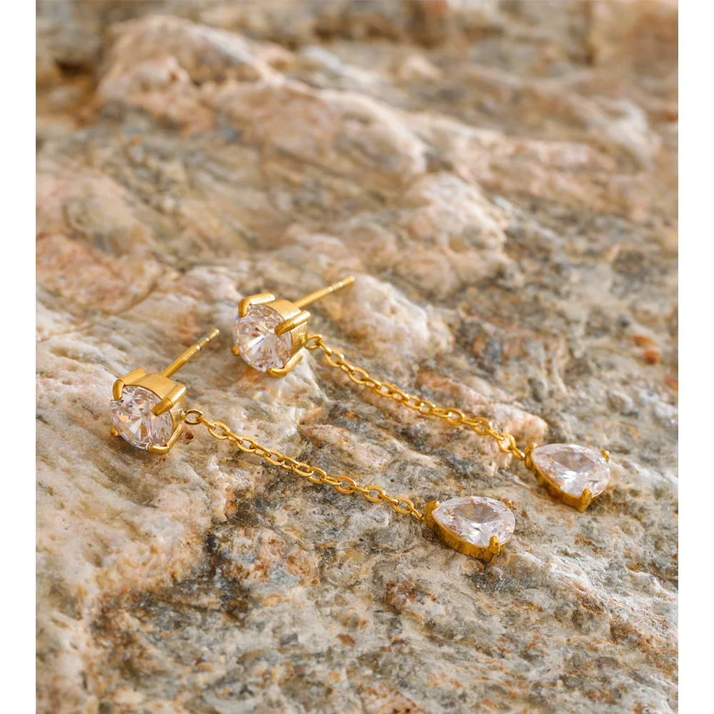 Yhpup Cubic Zirconia Dangle Jewelry Korean Chic