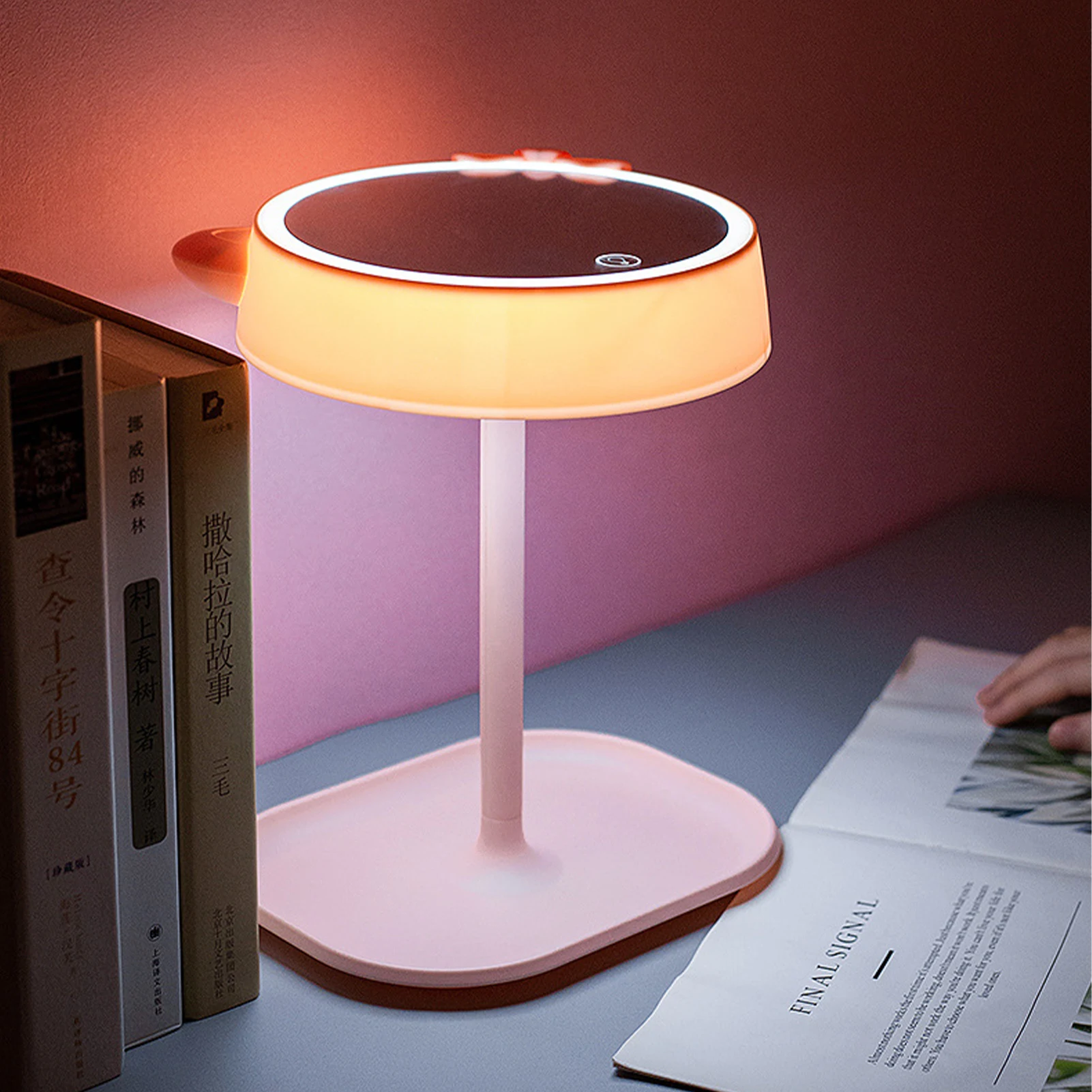USB 충전 탈착식 LED 메이크업 거울, 터치 스크린 거울, 데스크탑 메이크업 거울, 다기능 조명, 3 가지 모드