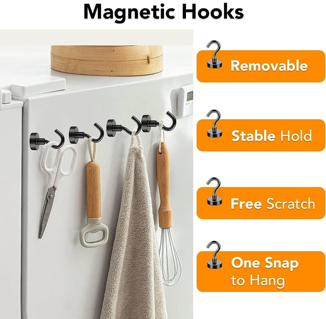 24LBS Black Magnetic Hook Super Powerful Neodymium Magnet Hooks Heavy Duty  Utility Hook Hanging Magnetic Cruise for Refrigerator - AliExpress