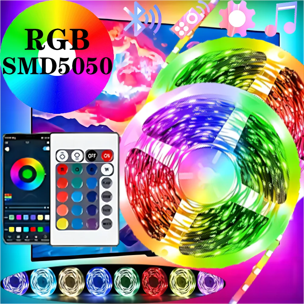 Description Picture 3 of itemRGB LED Strip Lights 5050 IR Remote Bluetooth APP Control USB 1M 2M 3M 4M 5M 10M 15M 20M Festival Deco Backlight For Bedrooms